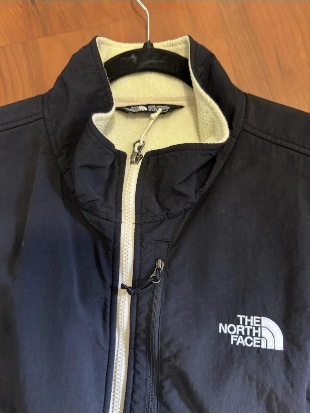 The North Face Men’s Two-Tone Full‑Zip Fleece Jacket in Cream and Black